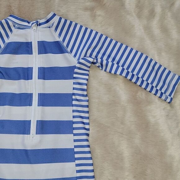 VINEYARD VINES BLUE AND WHITE STRIPED WHALE ONE-PIECE RASHGUARD SWIMSUIT - Picture 8 of 10